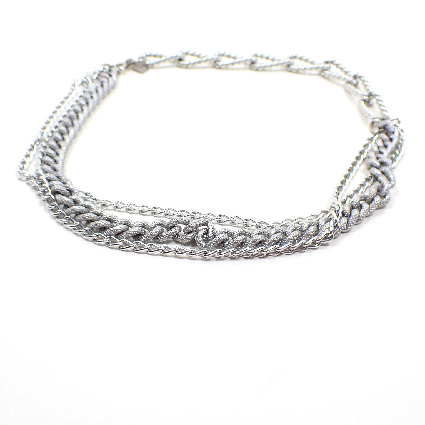 Emmons 1970's Silver Tone Vintage Multi Strand Chain Necklace