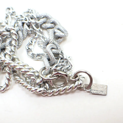 Emmons 1970's Silver Tone Vintage Multi Strand Chain Necklace