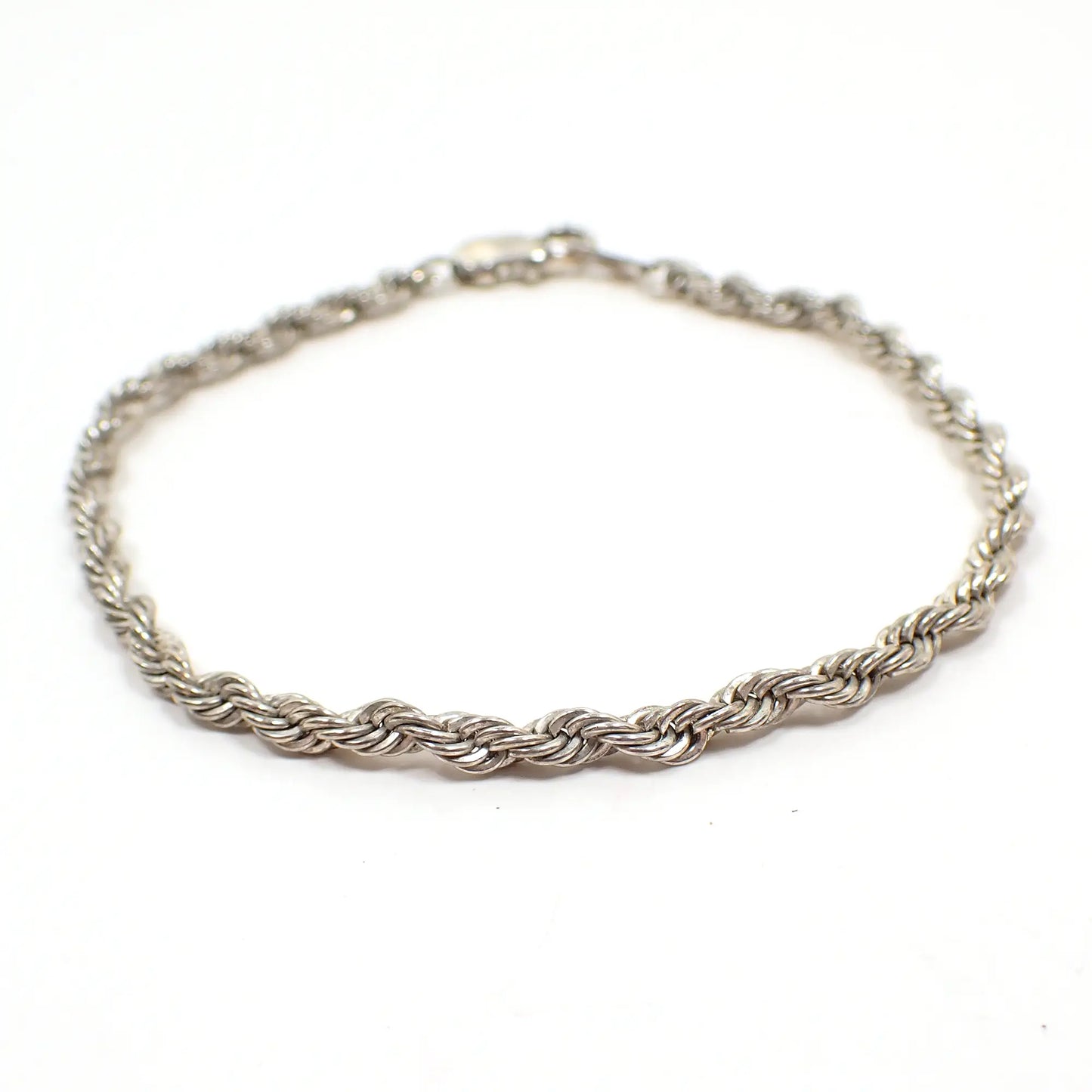 Vintage Twisted Silver Tone Rope Chain Bracelet