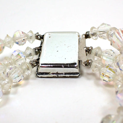 1950's Triple Strand AB Crystal Beaded Vintage Bracelet with Rhinestone Box Clasp