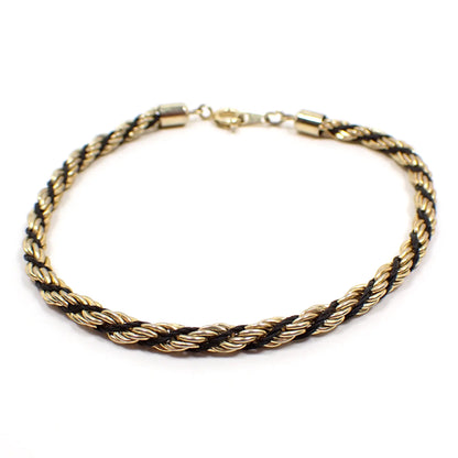 Vintage Twisted Black and Gold Tone Rope Chain Bracelet