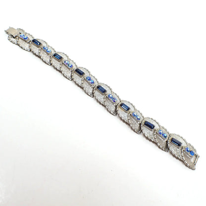 1950's BSK Blue Rhinestone Vintage Articulated Link Bracelet