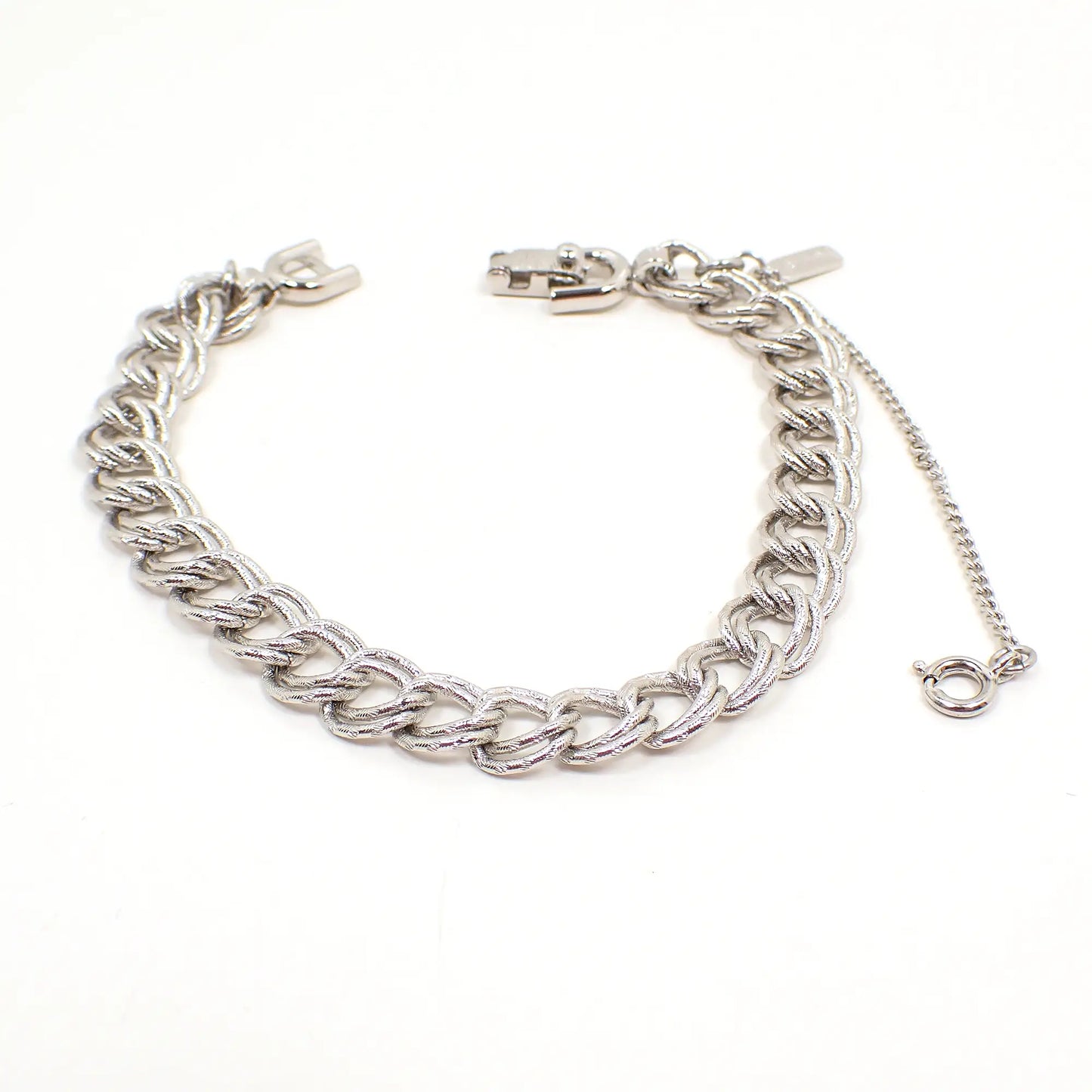 1960's Monet Mid Century Vintage Double Link Chain Bracelet with Safety Chain