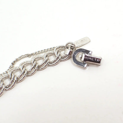 1960's Monet Mid Century Vintage Double Link Chain Bracelet with Safety Chain