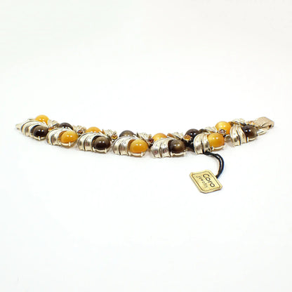 Coro Pegasus with Original Foil Tag 1950's Moonglow Thermoset and Rhinestone Vintage Link Bracelet in Fall Colors
