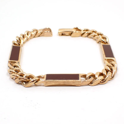 Avon Maroon Enameled Vintage Link Chain Bracelet