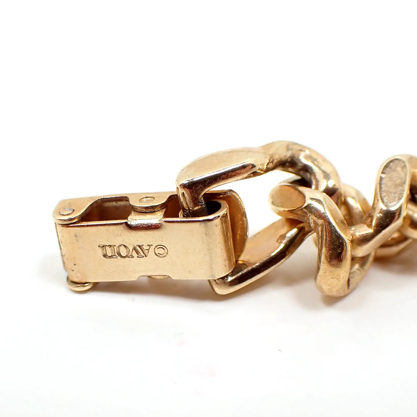 Avon Maroon Enameled Vintage Link Chain Bracelet