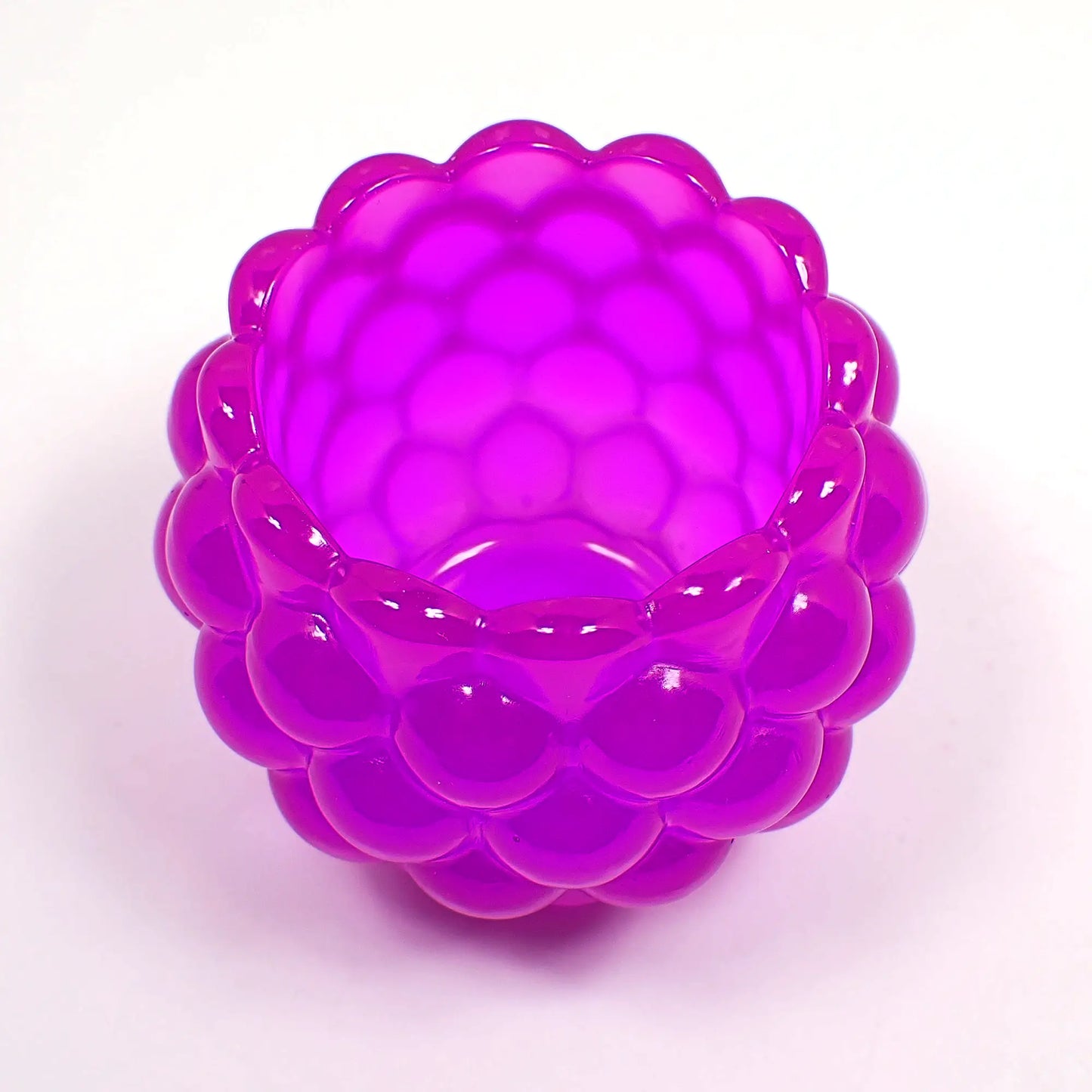 Small Handmade Round Neon Purple Resin Pot with Scalloped Edge, Decorative Bowl