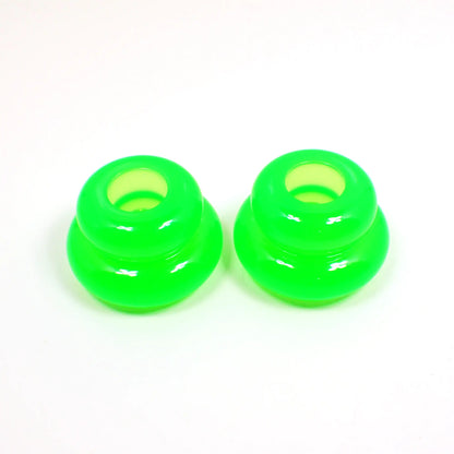 Set of Two Bright Neon Green Resin Handmade Puffy Round Double Ring Candlestick Holders
