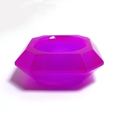 Small Handmade Faceted Octagon Neon Purple Resin Decorative Pot