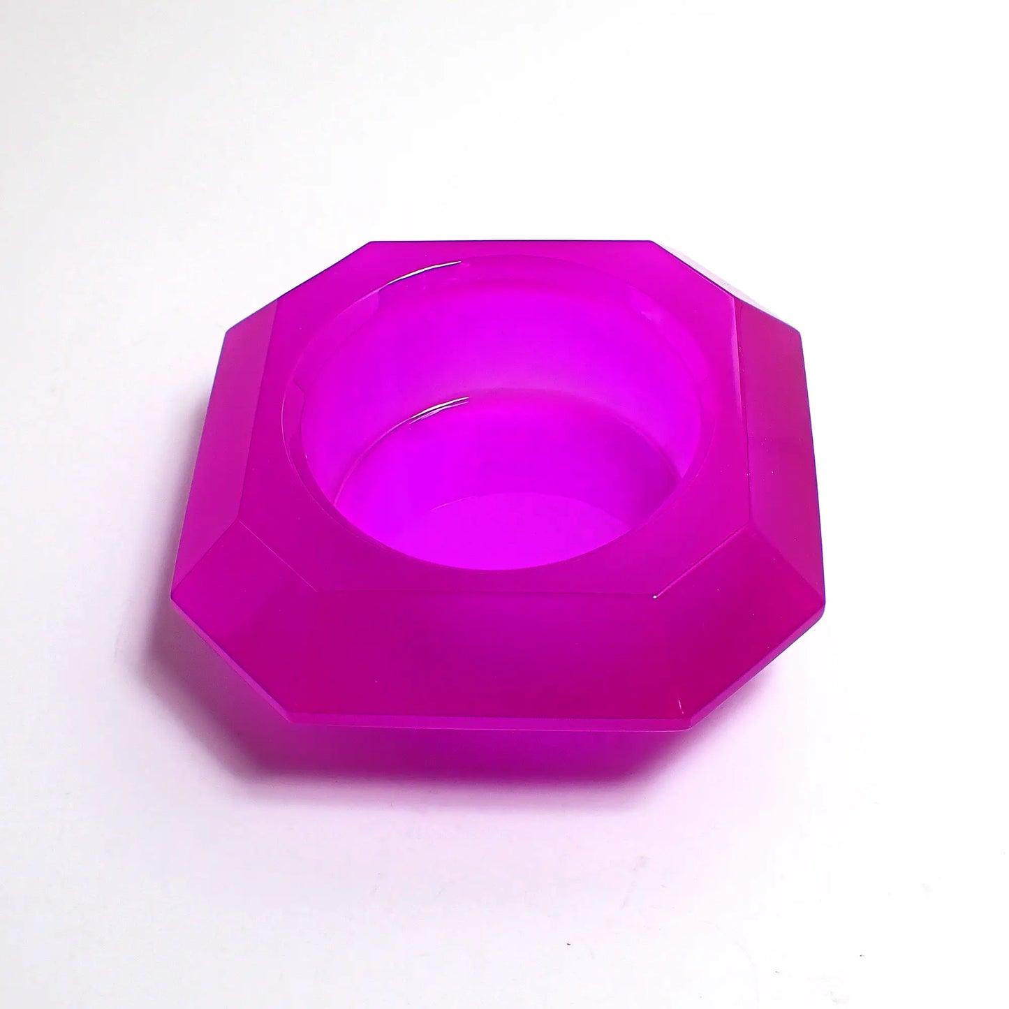 Small Handmade Faceted Octagon Neon Purple Resin Decorative Pot
