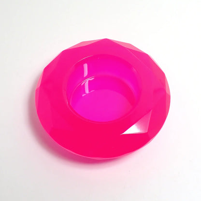 Small Handmade Tapered Faceted Round Neon Pink Resin Decorative Pot