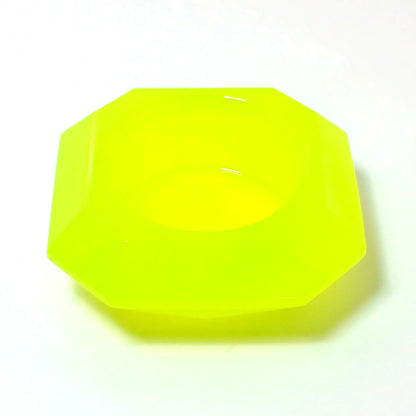 Handmade Faceted Octagon Neon Yellow Green Resin Decorative Bowl, Small Succulent Planter