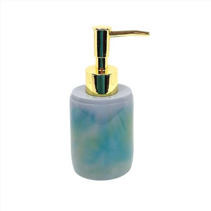 Handmade Marbled Green Teal Blue and Gray Oval Resin Soap Dispenser, Lotion Dispenser