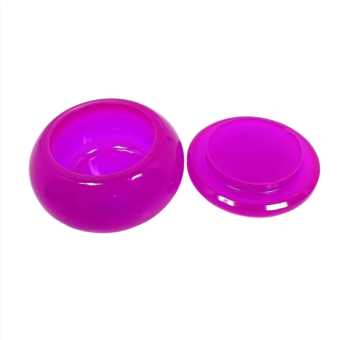 Small Neon Purple Resin Handmade Round Trinket Box, Decorative Jar, UV Fluorescent Reactive Glow