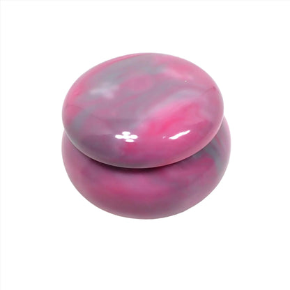 Handmade Small Marbled Pink and Gray Resin Round Decorative Jar Trinket Box