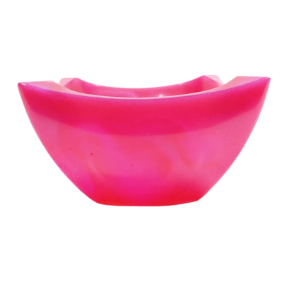 Handmade Bright Pink Resin Angled Decorative Bowl, UV Fluorescent Neon Glow