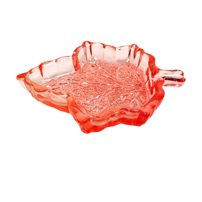 Fall Leaf Trinket Dish, Thanksgiving Halloween, Red and Orange Handmade Resin Translucent with Crystal Style Design, Autumn Decor