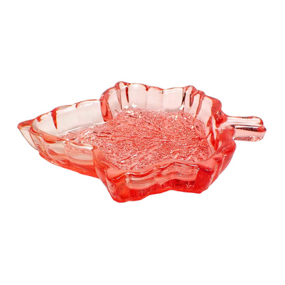 Fall Leaf Trinket Dish, Thanksgiving Halloween, Red and Orange Handmade Resin Translucent with Crystal Style Design, Autumn Decor