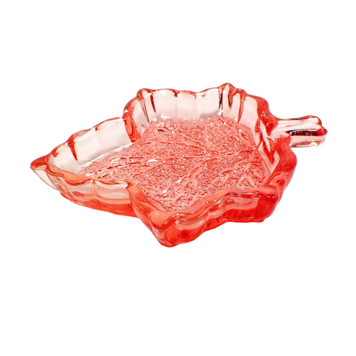 Fall Leaf Trinket Dish, Thanksgiving Halloween, Red and Orange Handmade Resin Translucent with Crystal Style Design, Autumn Decor