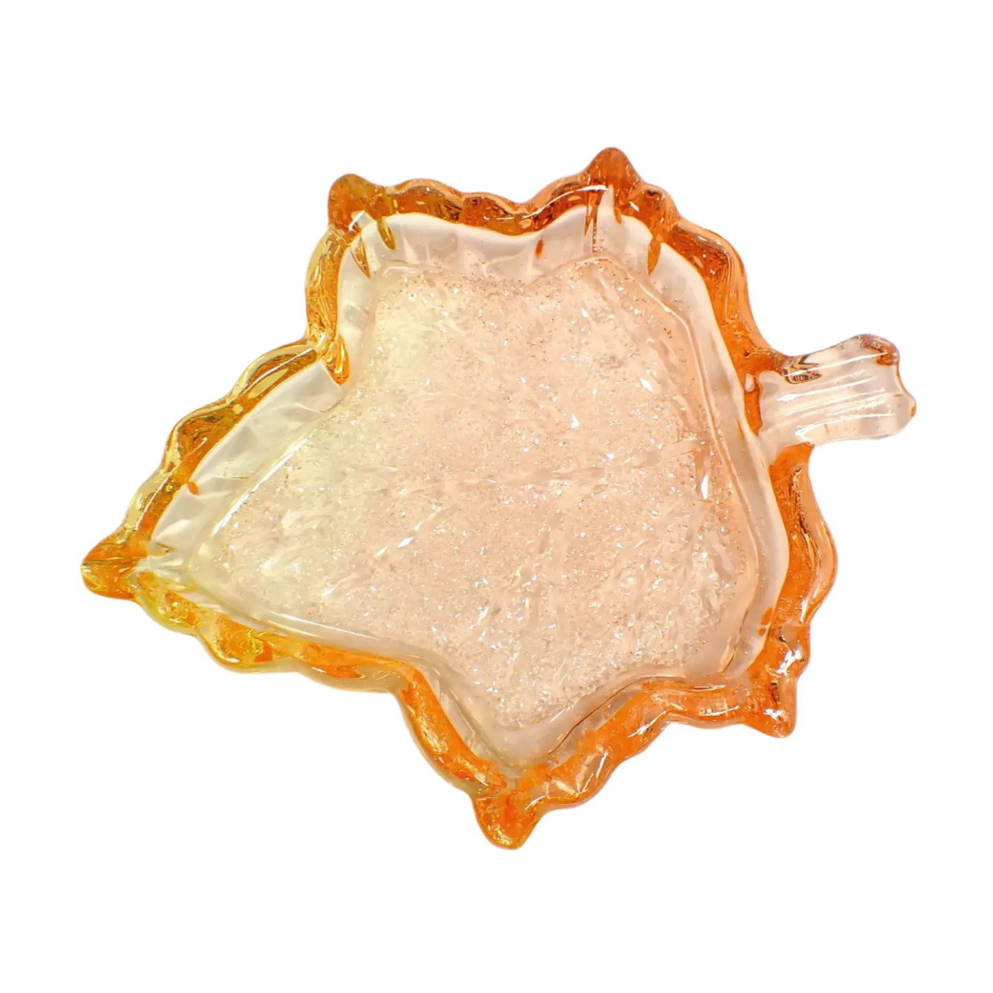 Fall Leaf Trinket Dish, Handmade Resin Translucent Orange and Yellow with Crystal Style Design, Thanksgiving Home Decor