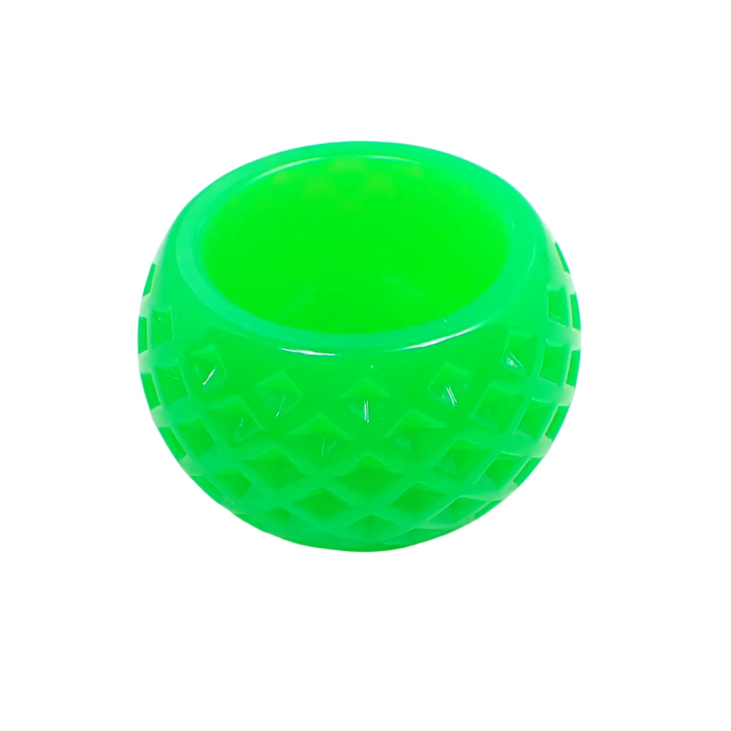 Small Round Neon Green Resin Handmade Decorative Bowl with Indented Diamond Shape Pattern