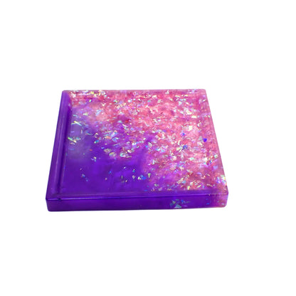 Purple and Pink Square Trinket Dish with Iridescent Flakes, Decorative Tray, Home Decor