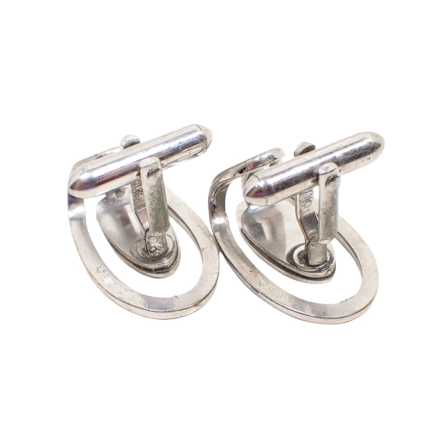 Swank Initial Letter G Cufflinks, Silver Tone 1960's Mid Century Open Cuff Links, Gentleman Jewelry