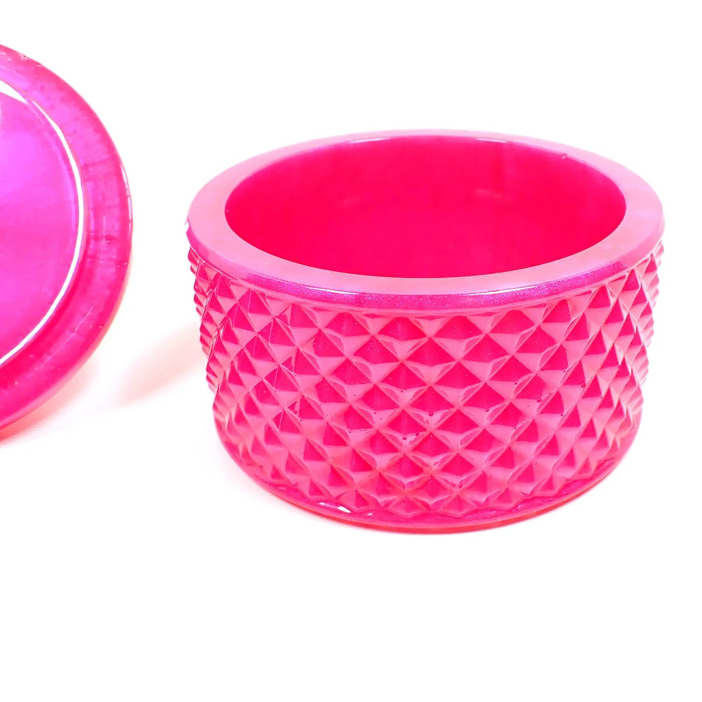 Handmade Pearly Bright Hot Pink Trinket Box Candy Dish