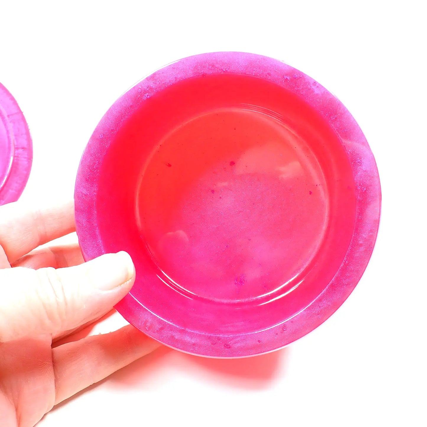 Handmade Pearly Bright Hot Pink Trinket Box Candy Dish