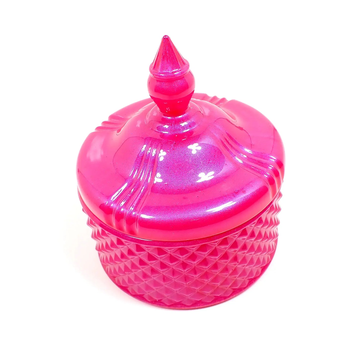 Handmade Pearly Bright Hot Pink Trinket Box Candy Dish
