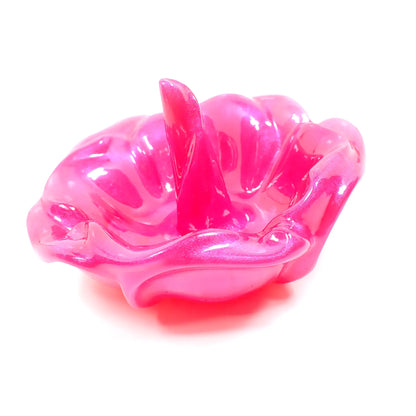 Pearly Hot Pink Handmade Resin Flower Ring Dish Holder