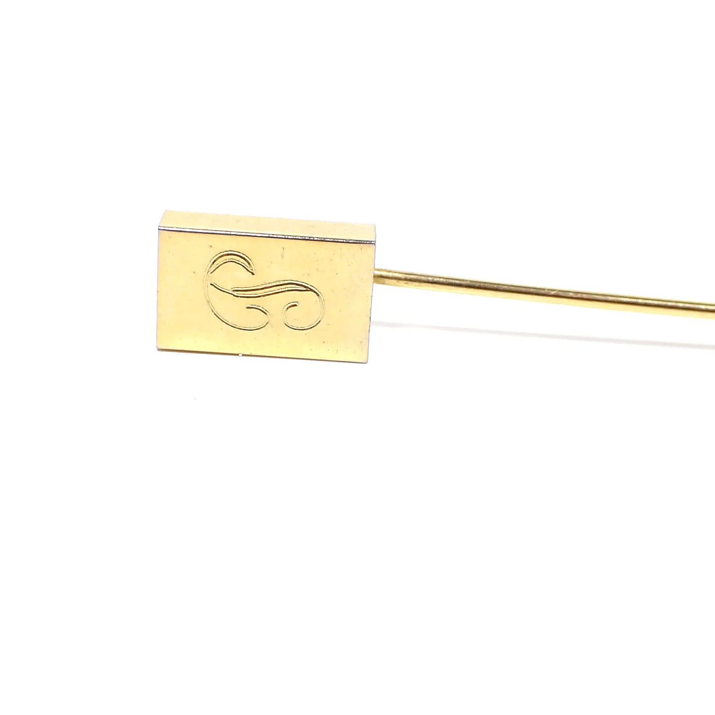 Etched Engraved Letter Initial P Vintage Stick Pin