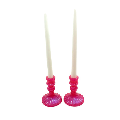 Photo showing how the candle holders look with candles in them.