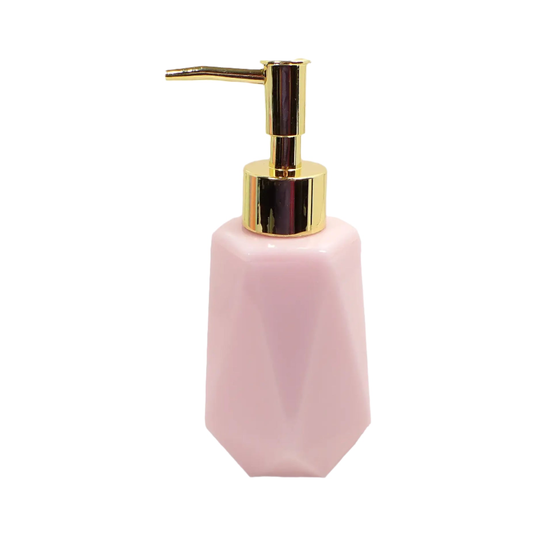 Another side view of the handmade soap dispenser. The cotton candy pink resin is very light pink in color.