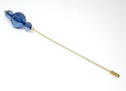 Blue Faceted Beaded 1960s Mid Century Vintage Hat Pin