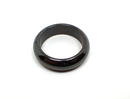 Dark Gray Hematite Retro Vintage Band Ring, Unisex Jewelry