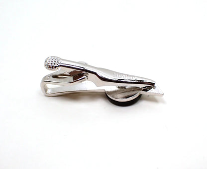 Swank Initial Letter H Black and Silver Tone Retro Vintage Tie Clip Clasp