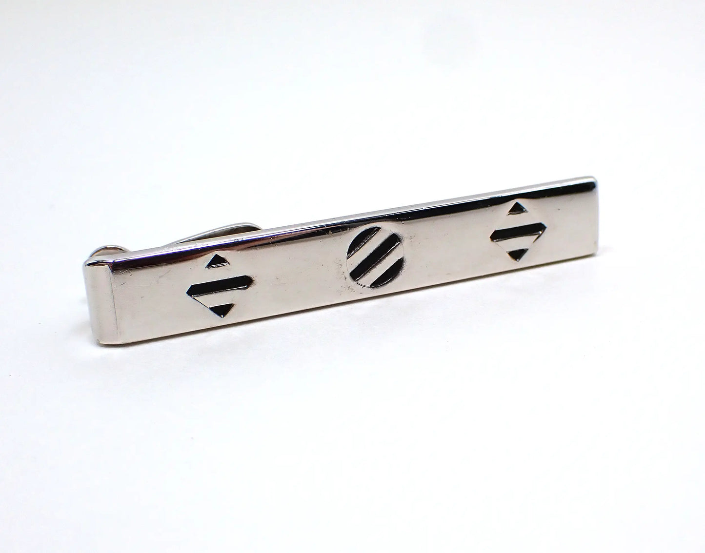 Swank Geometric Silver Tone Retro Vintage Tie Clip Clasp