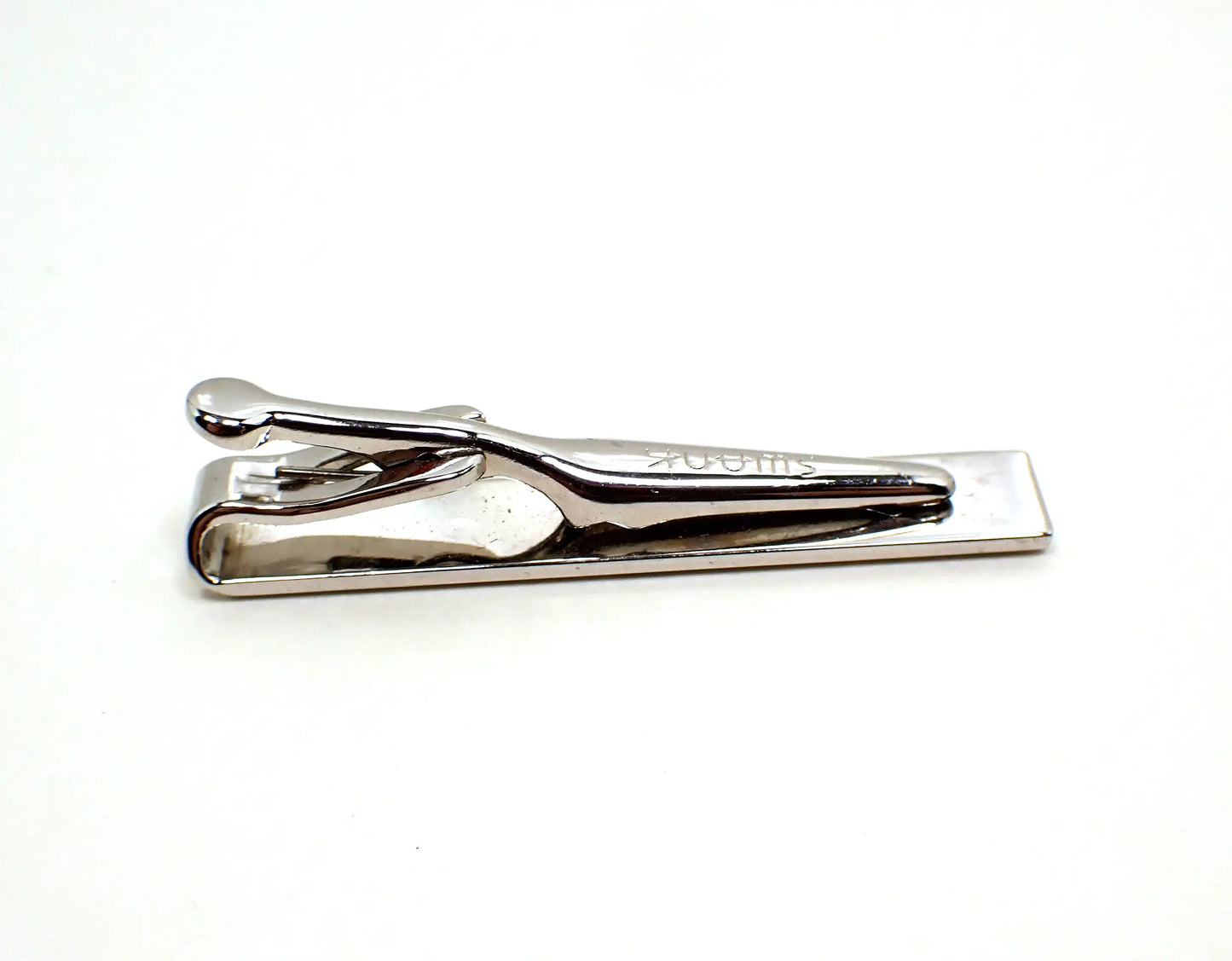 Swank Geometric Silver Tone Retro Vintage Tie Clip Clasp