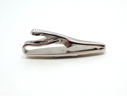 Small Swank Matte and Shiny Silver Tone Mid Century Vintage Tie Clip Clasp