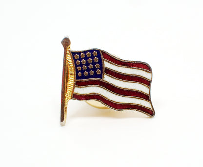 1980's Red White and Blue Enameled US Flag Vintage Tie Tack