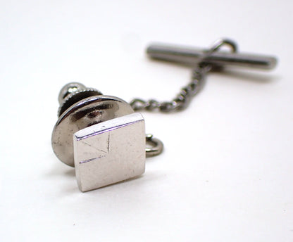 Swank Sterling Silver Small Square Mid Century Vintage Tie Tack Pin