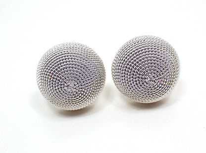 Shields Textured Silver Tone Domed Retro Vintage Cufflinks, Made in Italy for Shields Cuff Links