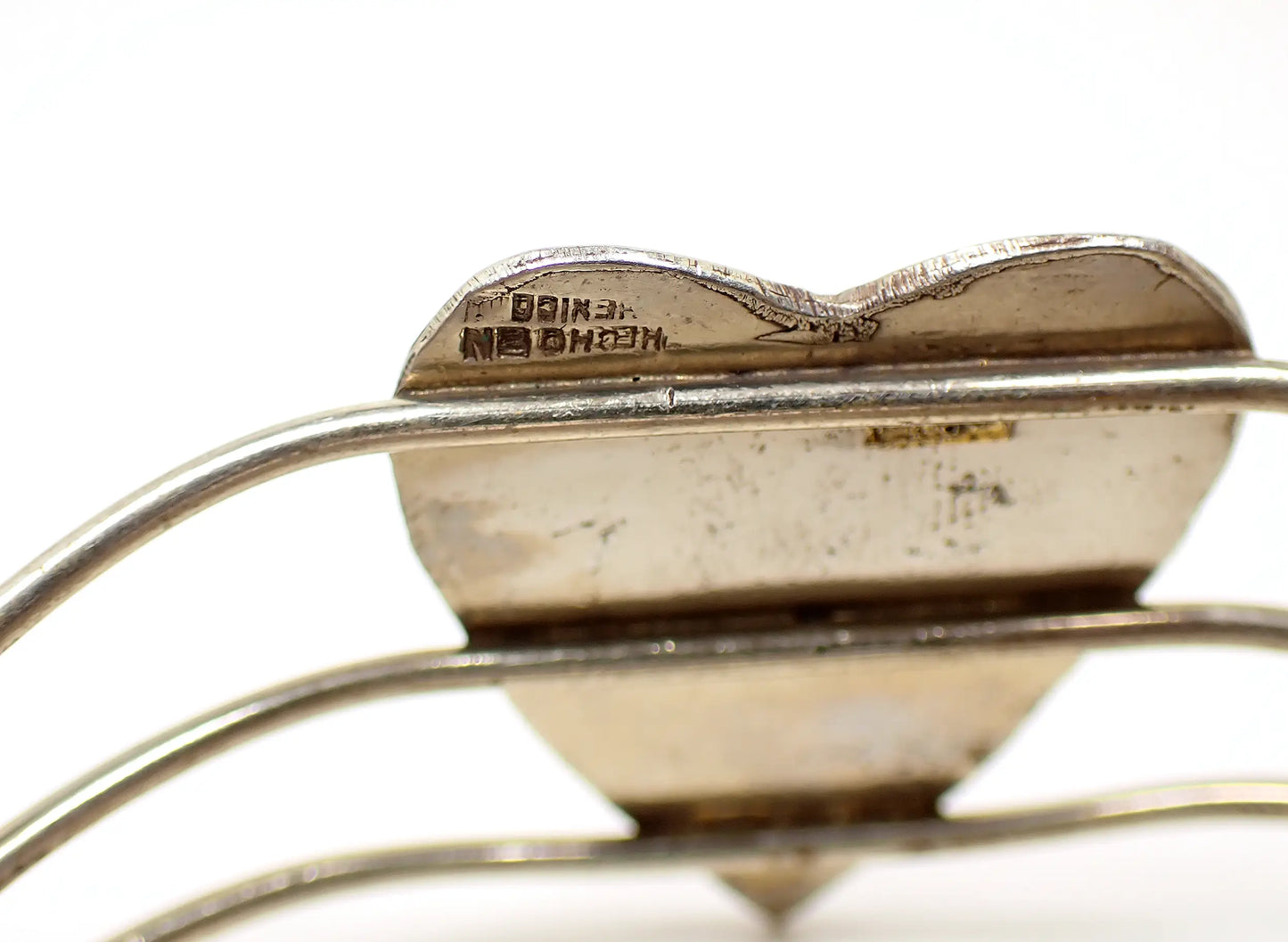 Mexican Retro Vintage Abalone Heart Cuff Bracelet