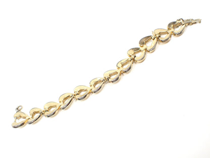 Gold Tone Monet Mid Century Vintage Link Bracelet with Safety Chain