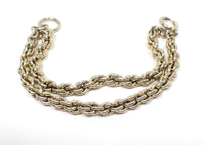 Multi Strand Mid Century Vintage Rope Chain Bracelet, Light Gold Tone