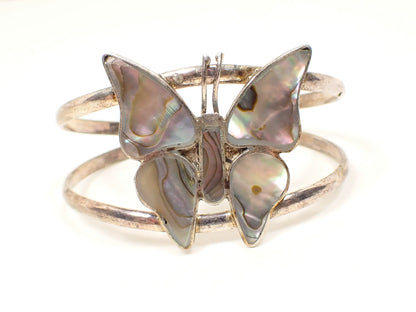 Abalone Butterfly Retro Vintage Cuff Bracelet, Southwestern Boho Jewelry