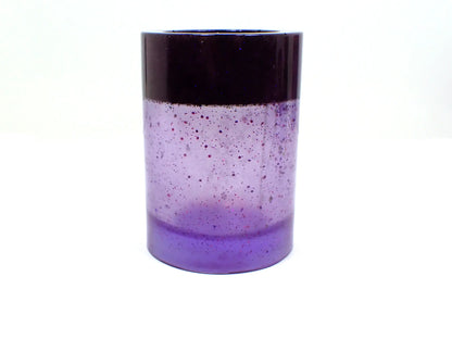 Round Handmade Pearly Purple and Glitter Resin Makeup Brush or Toothbrush Holder