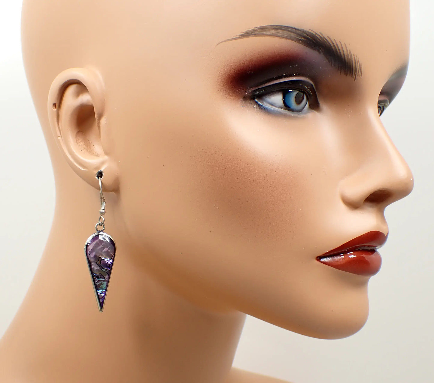 Mexican Alpaca Vintage Abalone Teardrop Earrings